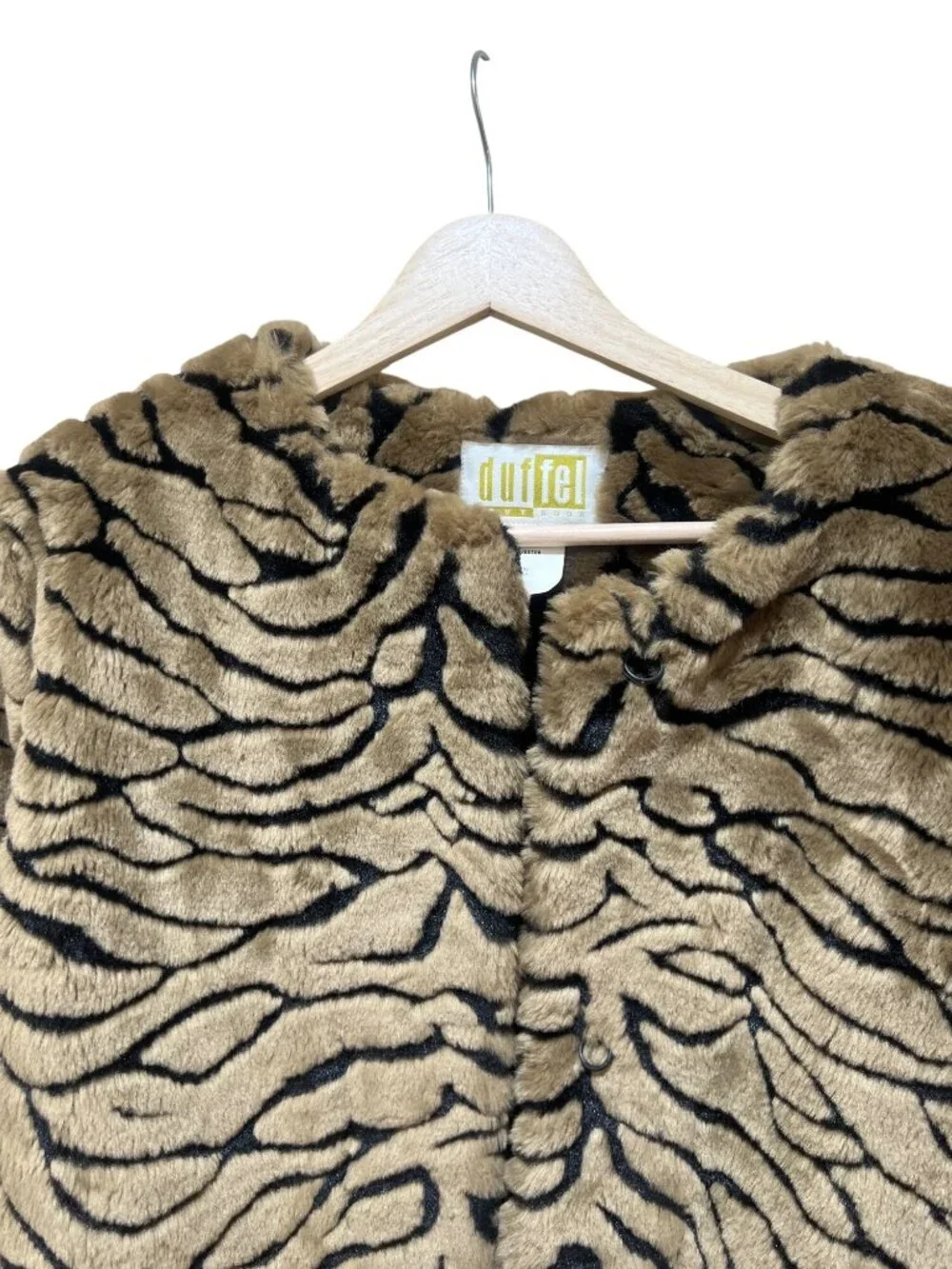 Duffel Vintage 90s Faux Fur Tiger Print Cropped Jacket Small